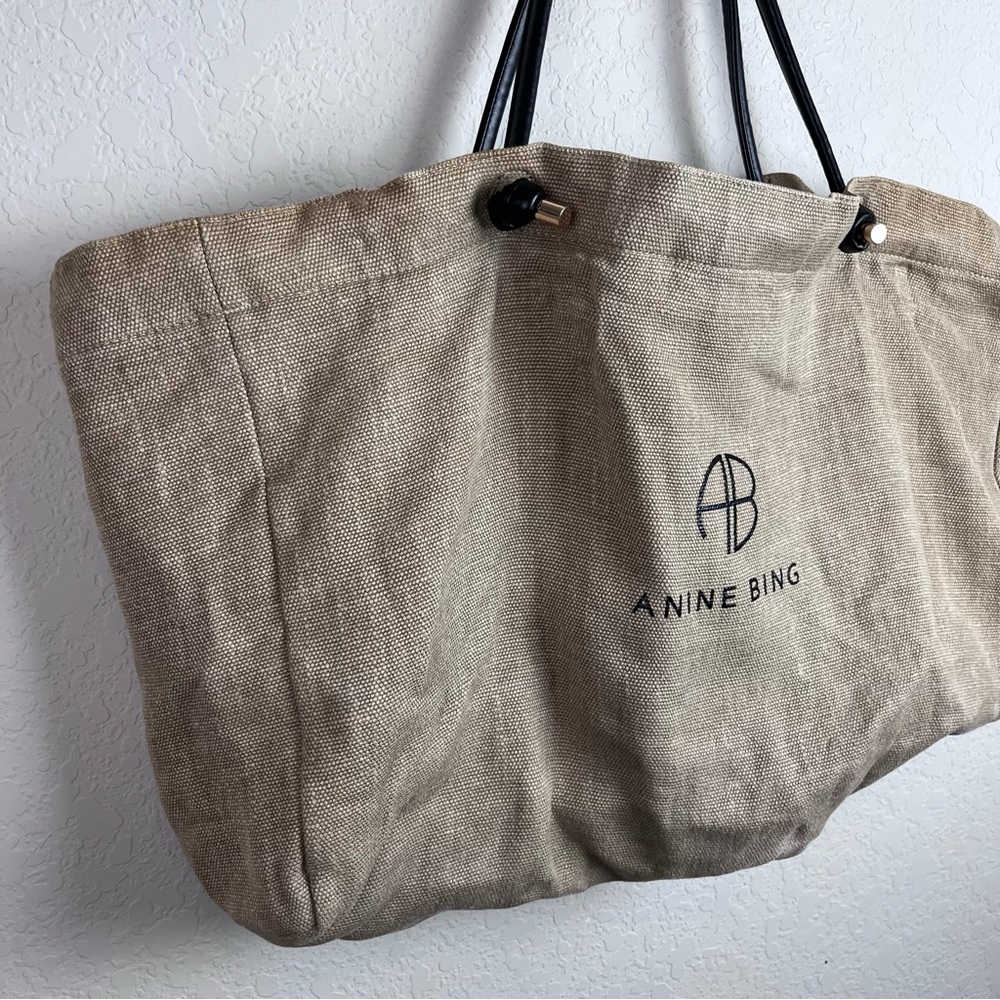 Anine Bing Saffron Large Linen Tote Travel Handbag Purse - Picture 7 of 16